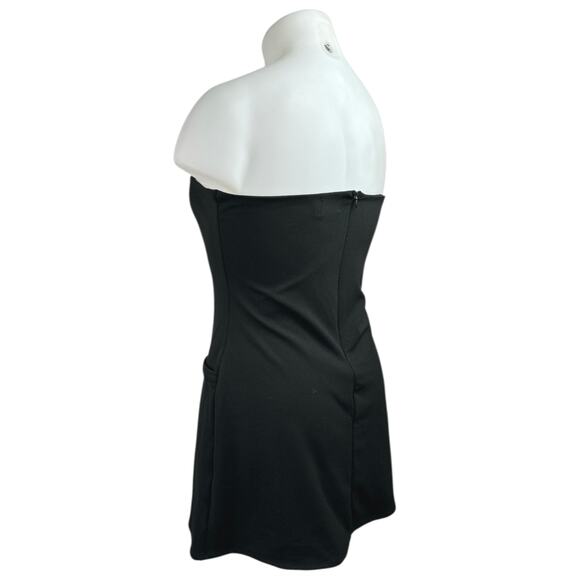 Asos Black Strapless Sleeveless Tube Bandeau Tux Mini Bodycon Dress Size 14 - Picture 4 of 6